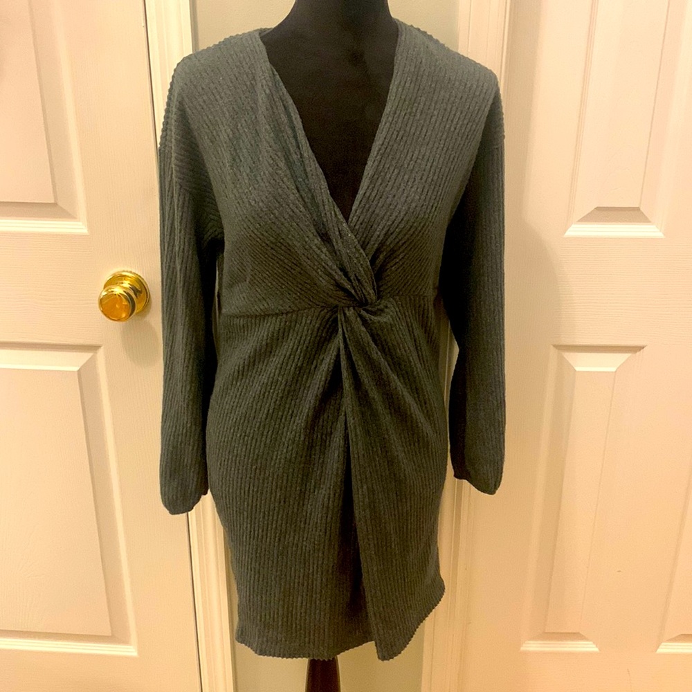 Peach Love California Knit Ruched Front Sweater Dress- Size S